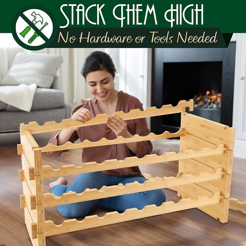 SereneLife Bamboo Stackable Wine Rack