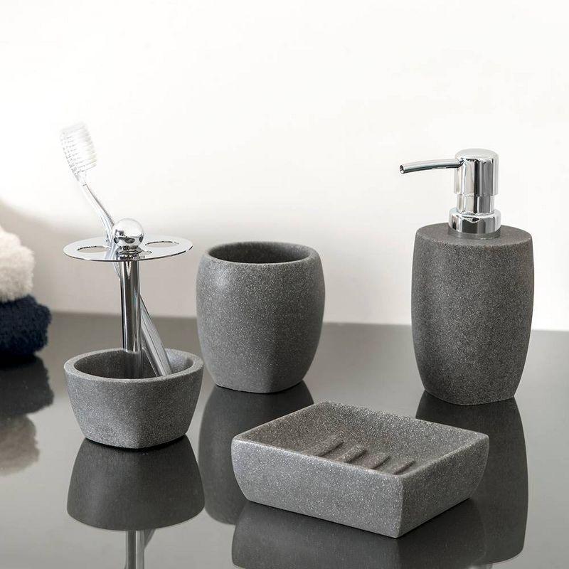 Allure Home Creations Charcoal Stone Soap Dish Gray: Resin Bathroom Soap Holder