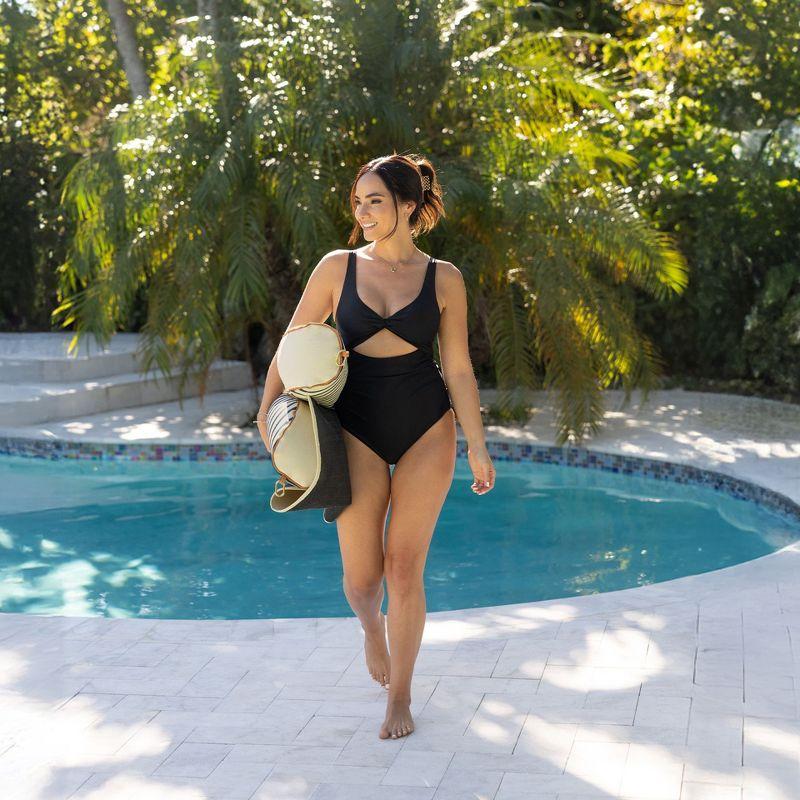 Big Joe Lux Bali Sling Pool Float, Cape Stripe, UV Protected, No Inflation Needed