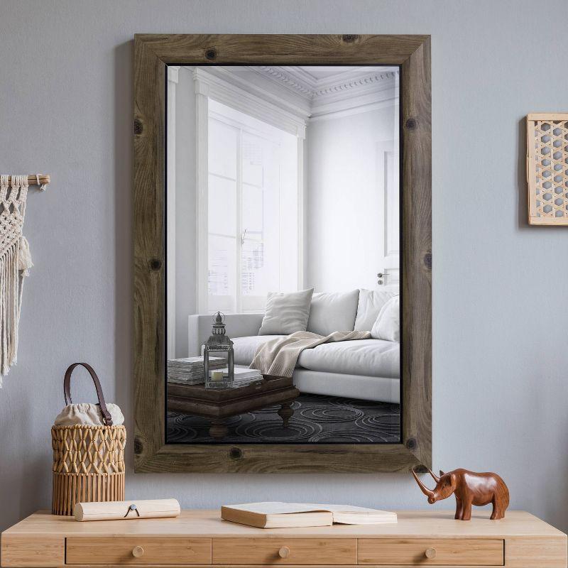 Natural Light Wood Decorative Wall Mirror with Beveled Edge Gray - Yosemite Home Decor