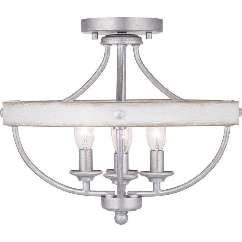 Progress Lighting Gulliver 4-Light Semi-Flush Galvanized Ceiling Light, Wood Grained Texture Shade