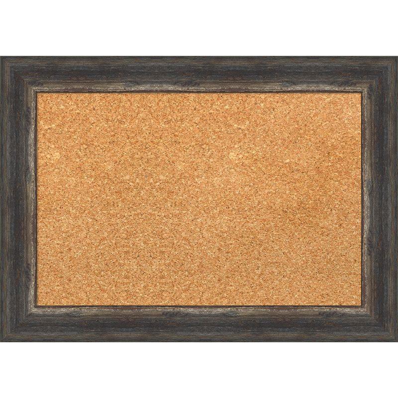 Amanti Art Natural Cork Board Framed Bark Rustic Char Narrow Bulletin Board 21 in. x 15 in.