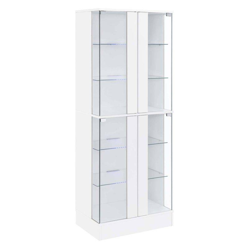 Coaster Cabra Modern Wood Curio Cabinet with Glass Shelves and LED Lighting