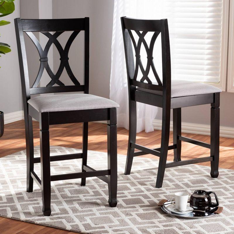 Gray and Espresso Wood Counter Height Pub Chairs, Set of 2