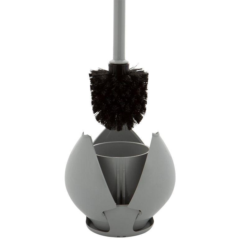 Gray Self-Closing Tulip Toilet Brush with Holder