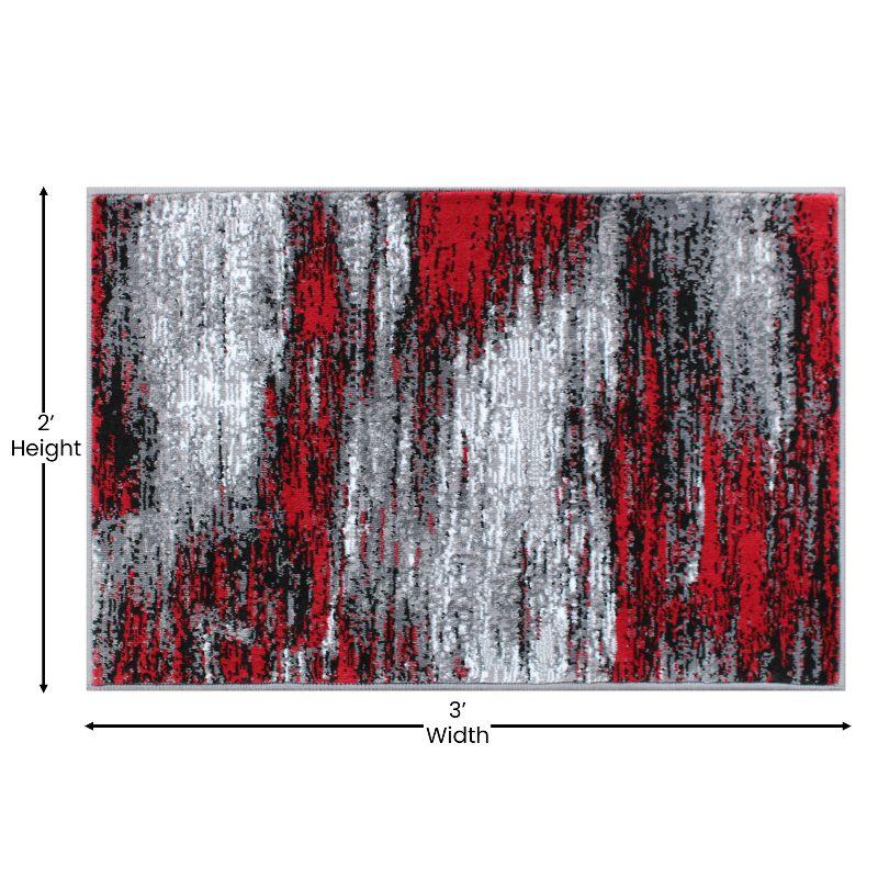 Masada Rugs 2'x3' Modern Contemporary Ombre Area Rug Mat in Red, Gray and Black - Design Trz863