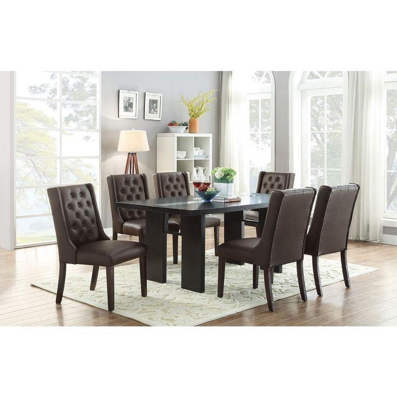 Espresso Faux Leather Upholstered Parsons Side Chairs, Set of 2