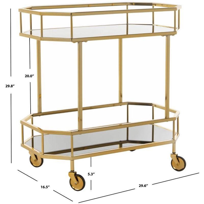 Silva 2 Tier Octagon Bar Cart - BCT8004C - Brass/Black - Safavieh
