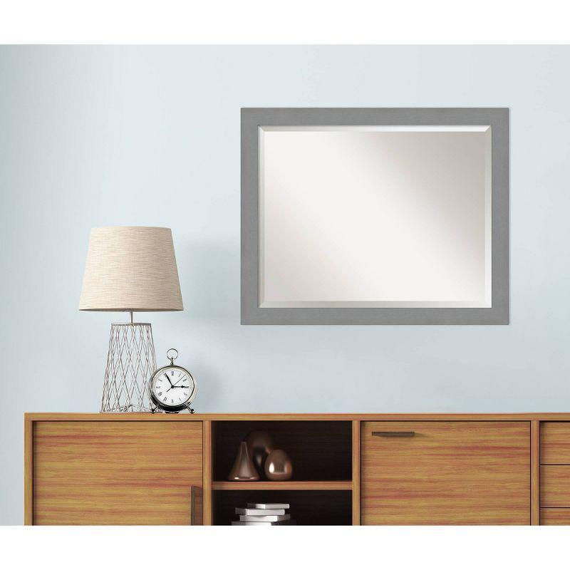 32" x 26" Brushed Nickel Framed Wall Mirror Silver - Amanti Art: Modern Beveled, No Assembly, Wall Mount
