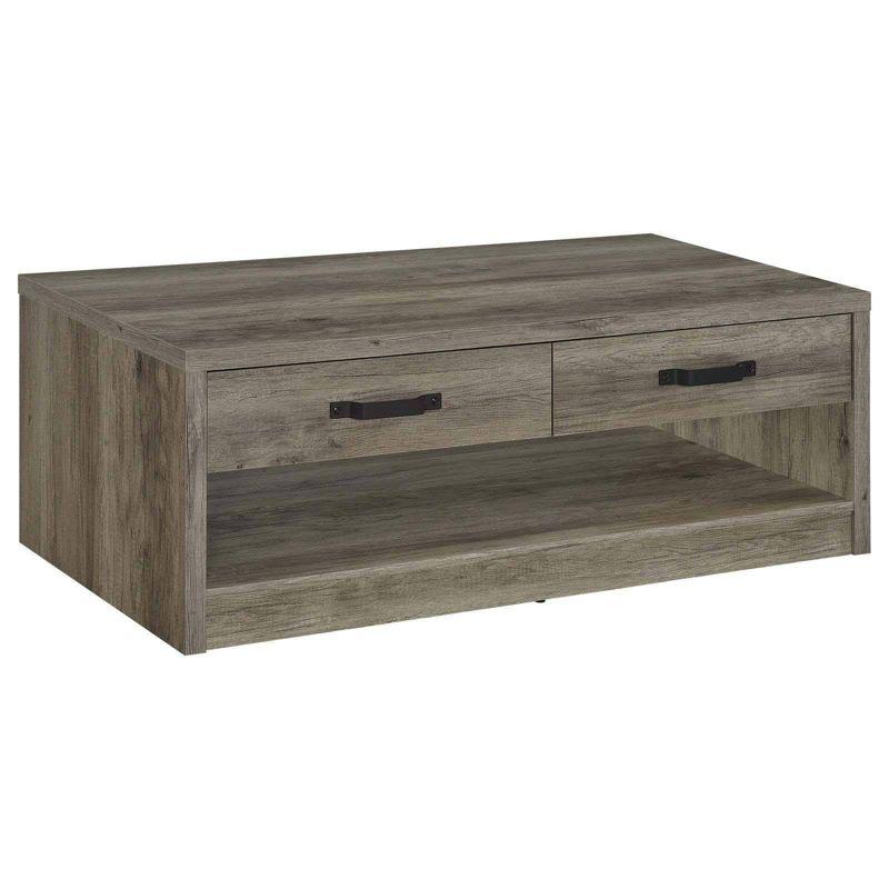 Rustic Gray Driftwood Rectangular Coffee Table with Storage