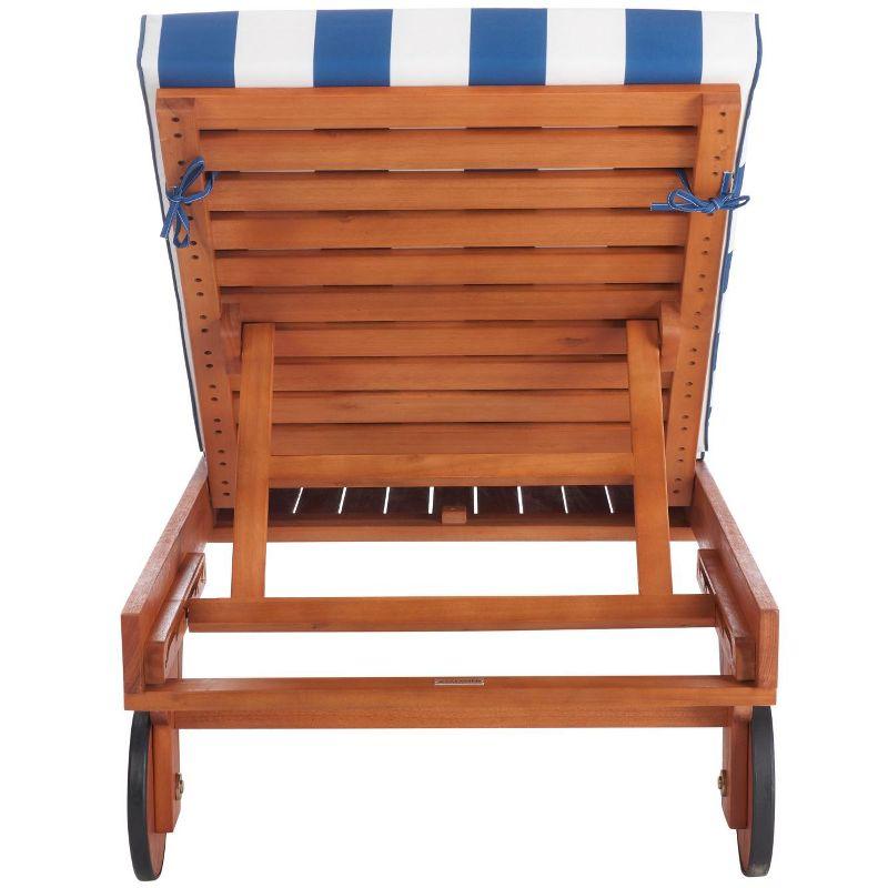 Newport Lounge Chair - Outdoor - PAT7022 - Natural/Royal Blue Striped -Safavieh