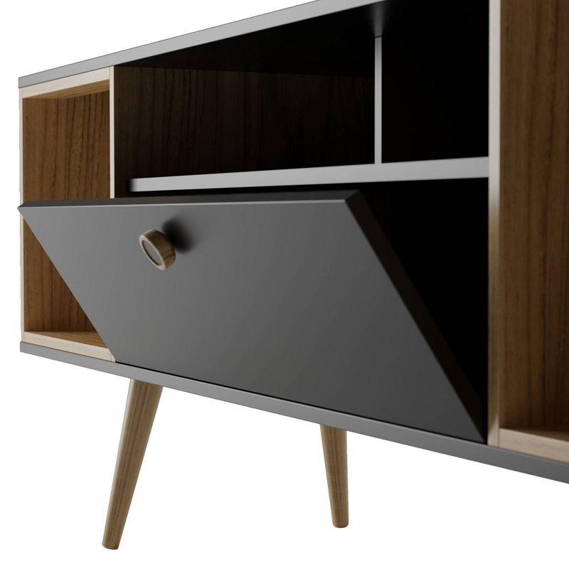 Black and Cinnamon Mid-Century Modern TV Stand with Cabinet