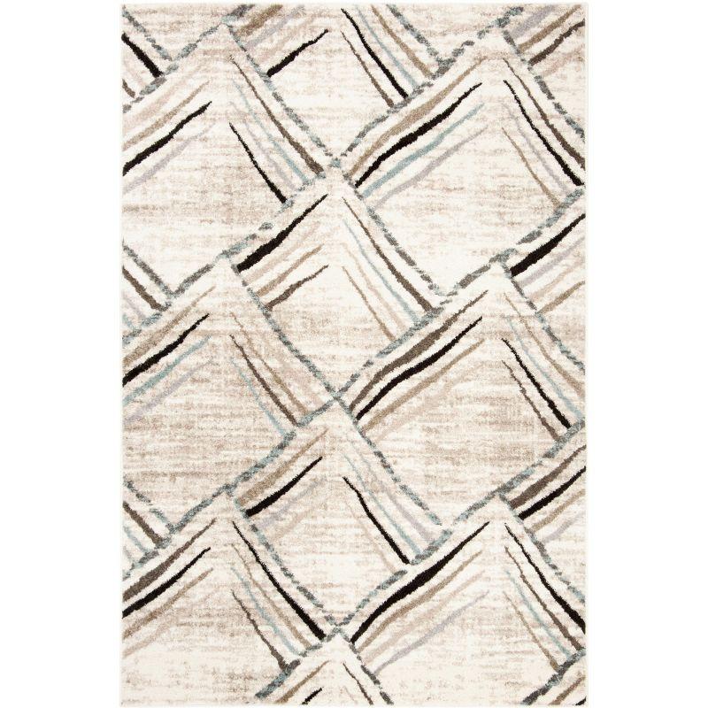 Amsterdam AMS112 Power Loomed Indoor Area Rug - Cream/Charcoal - 5'1"x7'6" - Safavieh