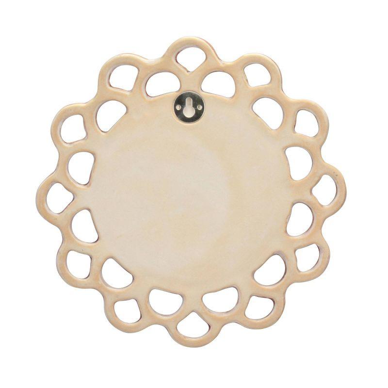 9" Decorative Round Floral Ceramic Wall Hanging Mirror - Stonebriar Collection