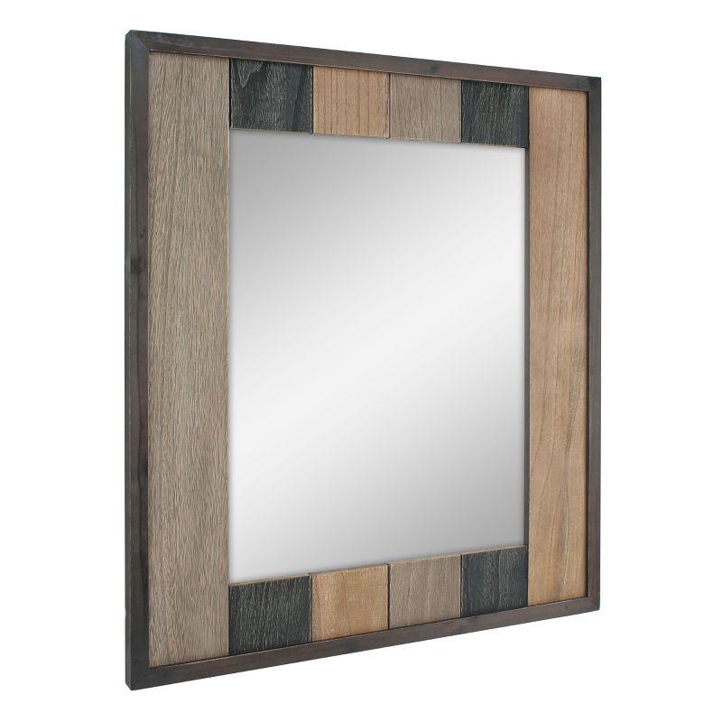 26.6" x 24" Rectangle Natural Wood Plank Mirror Brown - Stonebriar Collection: Stylish Rustic Frame, Easy Wall Mount