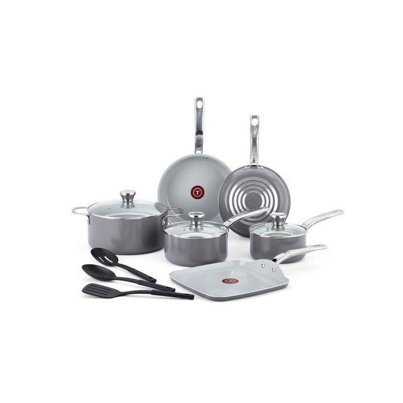 12-Piece Grey Recycled Aluminum Ceramic Non-Stick Cookware Set