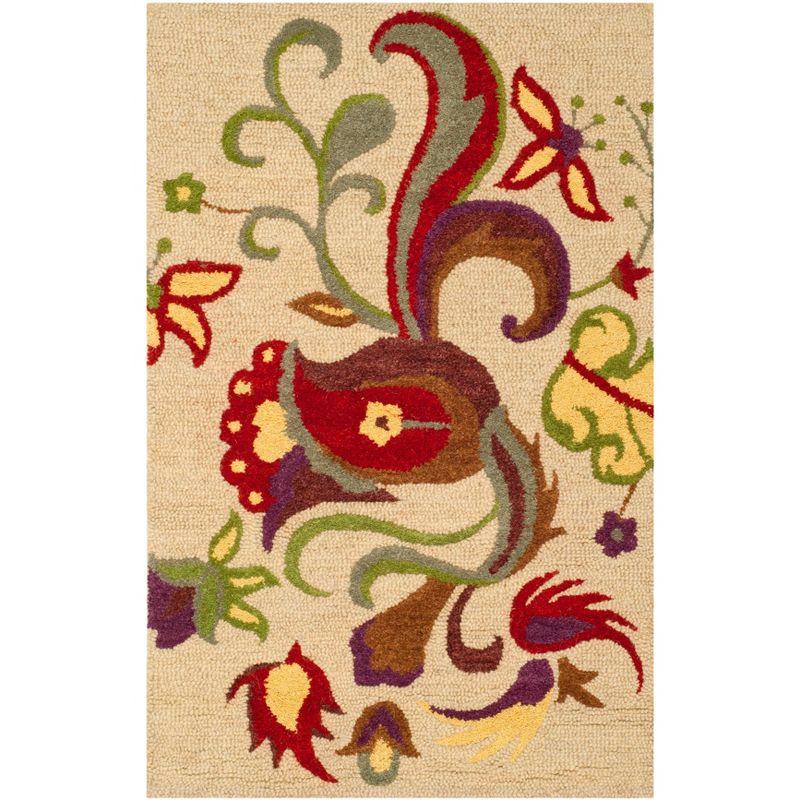 Blossom BLM680 Hand Hooked Accent Rug - Beige/Multi - 2'6"x4' - Safavieh.