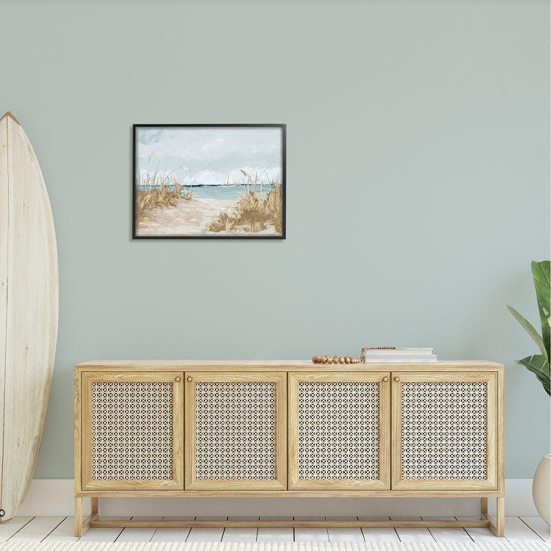 Stupell Industries " Sandy Beach Walkway Distant Sailboats Floating Sea " by Julie Derice Painting Print