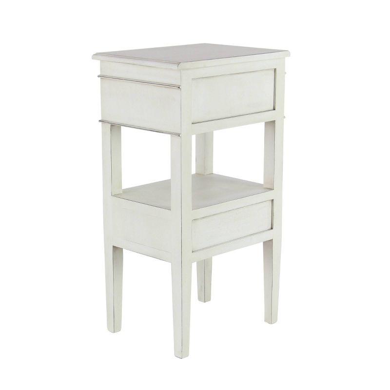 White Pine Traditional Side Table with Drawers and Shelf