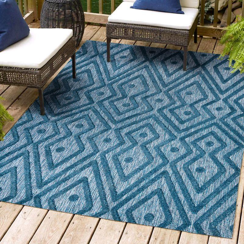 5'x8' Balansat Moroccan Diamond Indoor/Outdoor Area Rug, Navy - JONATHAN Y