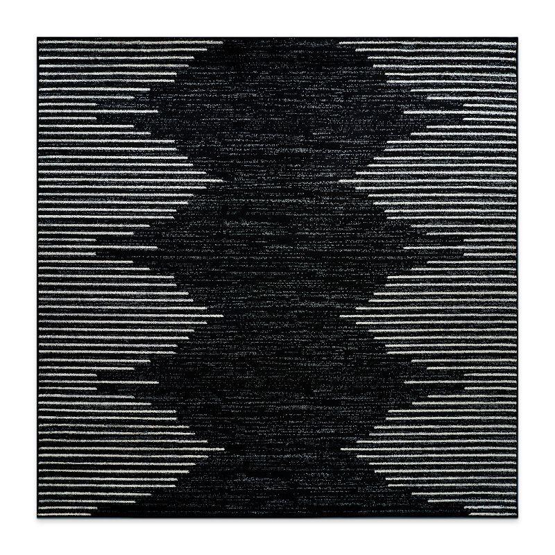 World Rug Gallery Area Rug Bohemian Stripe Jute Rug Carpets for Living Room Rugs for Sale - BLACK 6'6"x6'6"