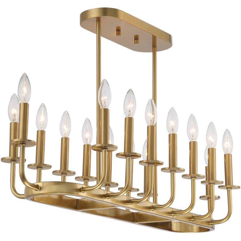 Stiffel Soft Gold Linear Pendant Chandelier 38 3/4" Wide Modern Open Frame 16-Light Fixture for Kitchen Island Dining Room House