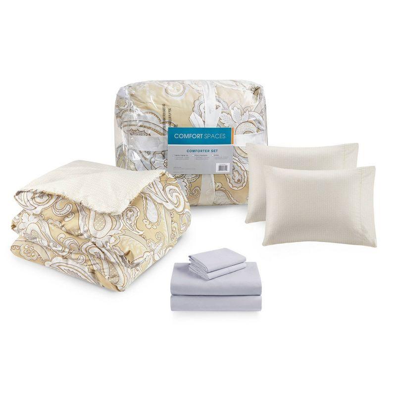 Queen Wheat Paisley Print Microfiber Bed in a Bag Set