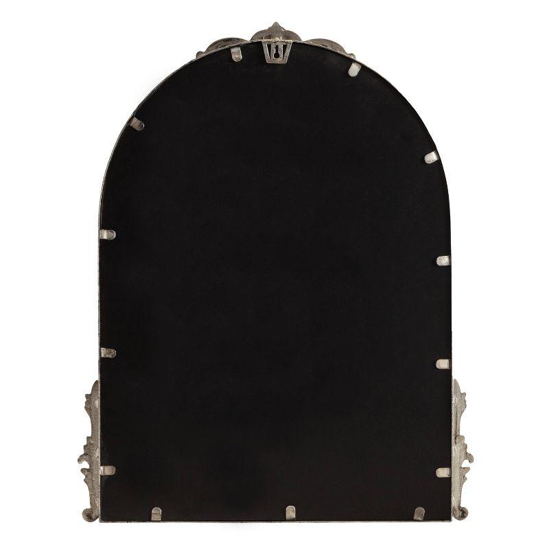 Kate & Laurel All Things Decor 21"x26" Myrcelle Decorative Framed Wall Mirror: Antique Silver, Arched, Ornate Garland Design