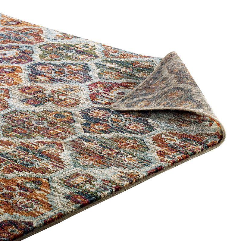 Modway Tribute Azalea Distressed Vintage Floral Lattice 8x10 Area Rug