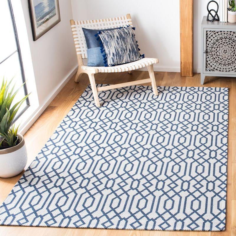 Augustine Geometric Flatweave Area Rug in Gray and Navy, 8'7" x 12'