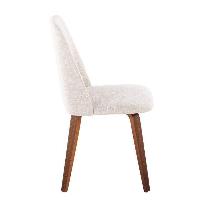 Beige Upholstered Side Chair with Walnut Wood Legs, Set of 2