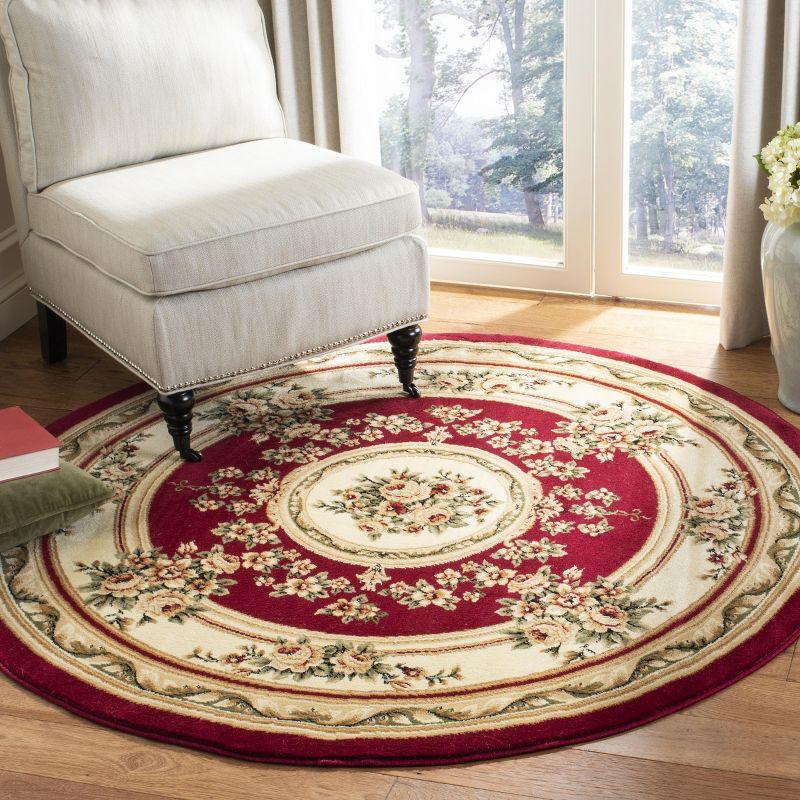 Lyndhurst LNH218 Power Loomed Area Rug - Red/Ivory - 8' Round - Safavieh