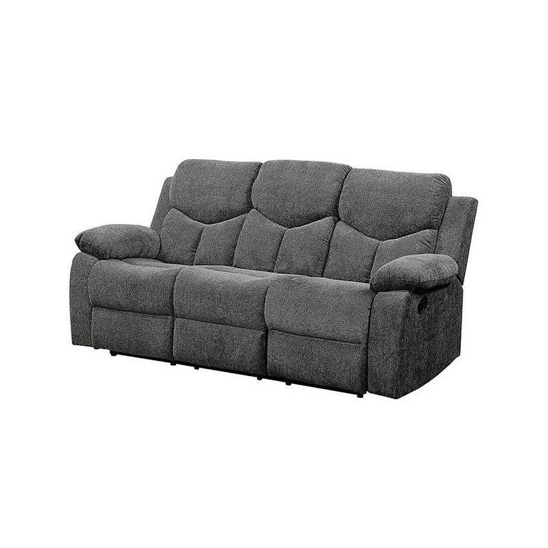 82" Kalen Sofa Gray Chenille - Acme Furniture: Upholstered Recliner, Includes 2 Accent Pillows