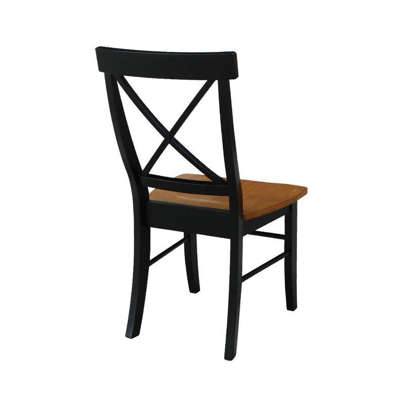 International Concepts Set of 2 X Back Chairs with Solid Wood Seats Black/Cherry Red: Hardwood Frame, Mid-Century Style
