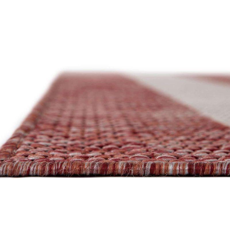 Rustic Stripe Rust Red & Gray 4' x 6' Outdoor Rug