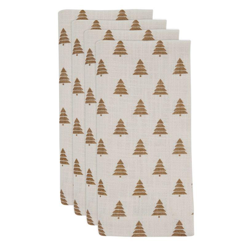 Saro Lifestyle Christmas Trees Napkin, 20" Square, Gold (Set of 4)