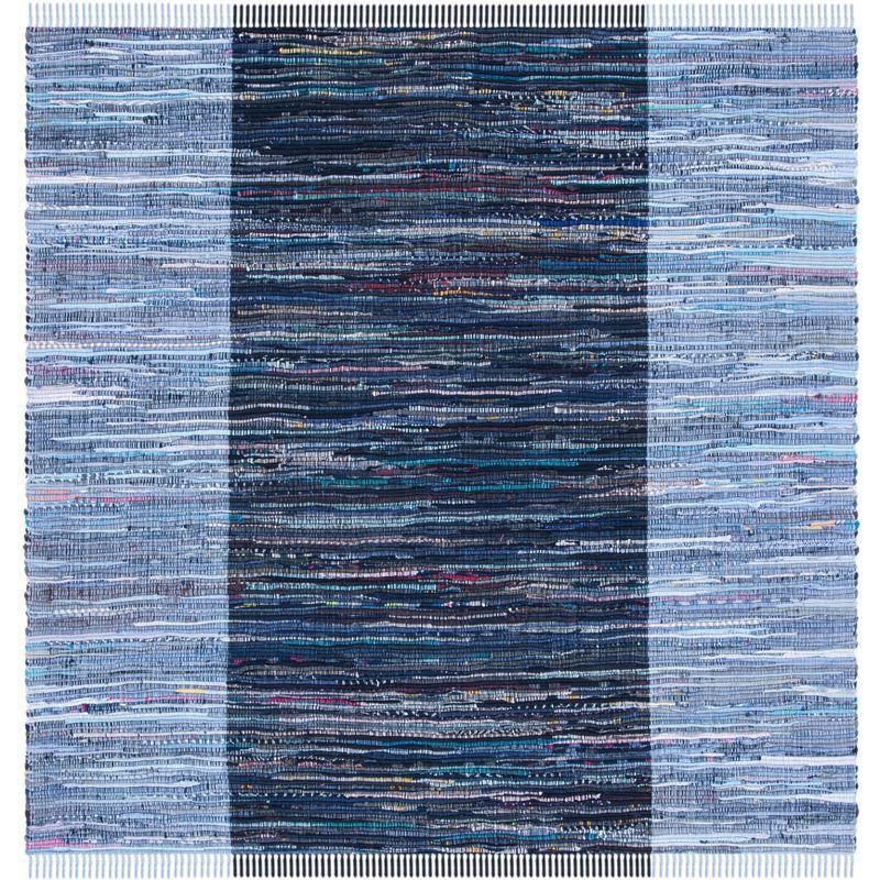 Rag Area Rug RAR122 Hand Woven Area Rug - Navy/Blue - 6'x6' - Safavieh.