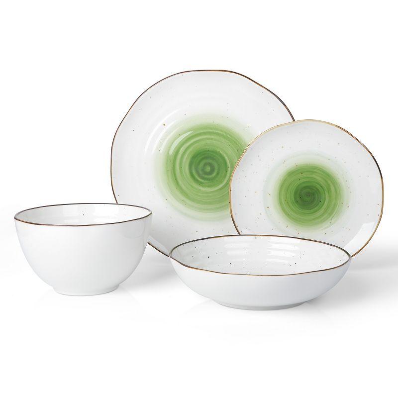 Christian Siriano Luma 32-Piece Dinnerware Set Porcelain, Service for 8, Green