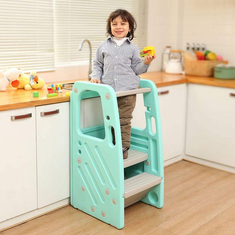 SDADI PLT01PK Children's Plastic Learning Step Stool with 3 Adjustable Heights