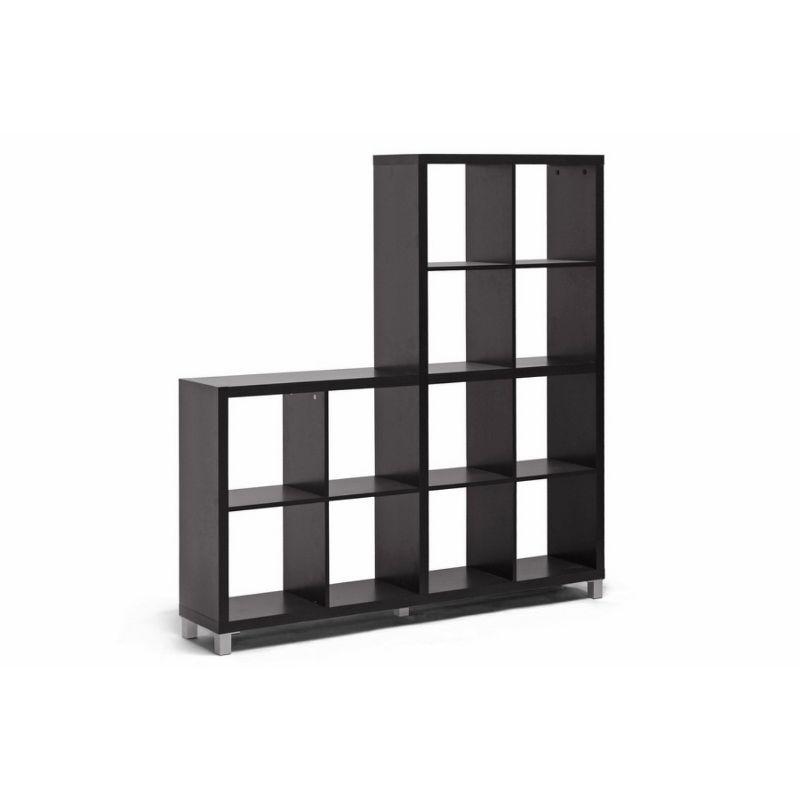 11.50" Sunna Modern Cube Shelving Unit Dark Brown - Baxton Studio: Engineered Wood, 12-Cube Display