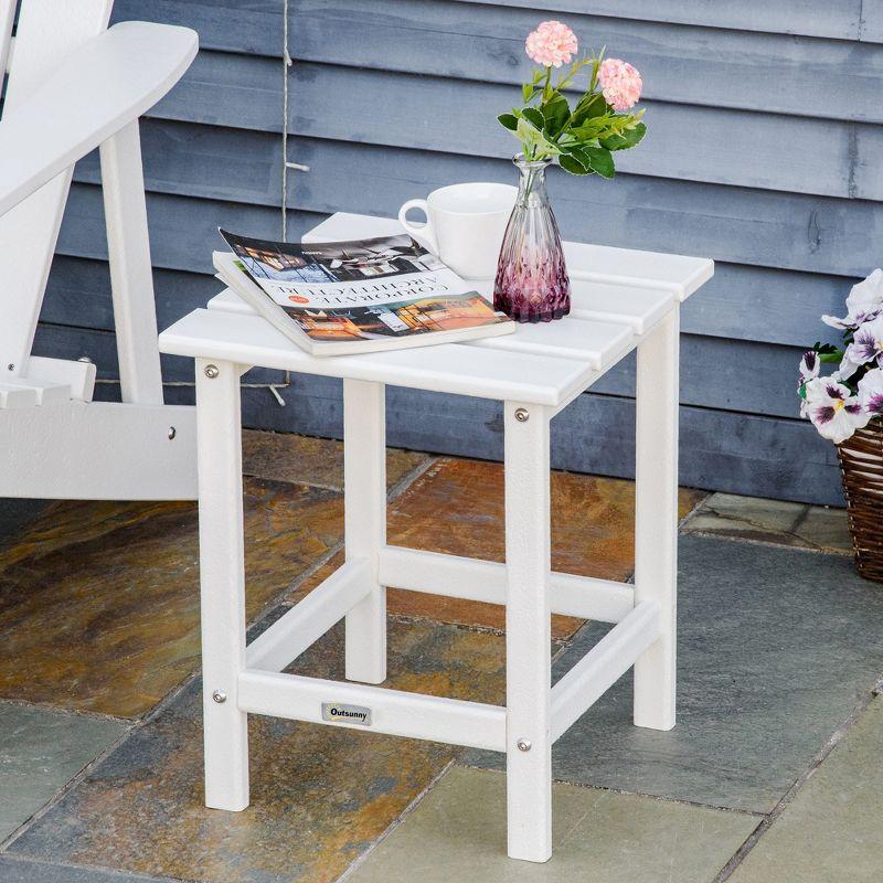 Outsunny White HDPE Plastic Square Patio Side Table