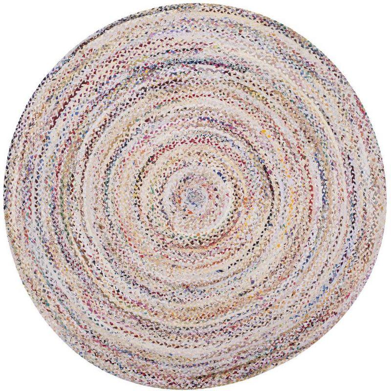 Braided BRD210 Hand Woven Area Rug - Ivory/Multi - 5' Round - Safavieh.