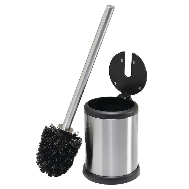 2pk Toilet Brushes with Closing Lid Stainless Steel - Bath Bliss