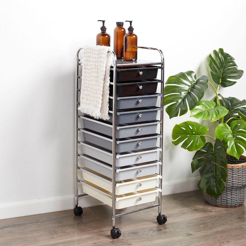 ECR4Kids Rolling Storage Cart with Drawers and Locking Casters, Utility Bin Organizer