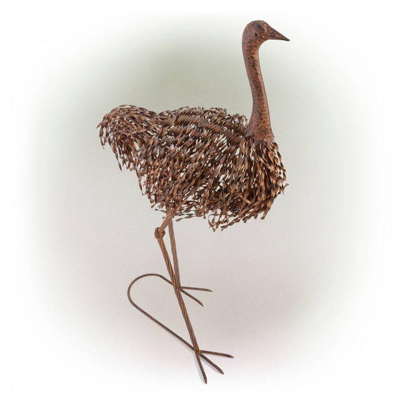 45" x 22" Outdoor Metal Peaking Standing Ostrich Statue Brown - Alpine Corporation: Weather-Resistant Iron Decor