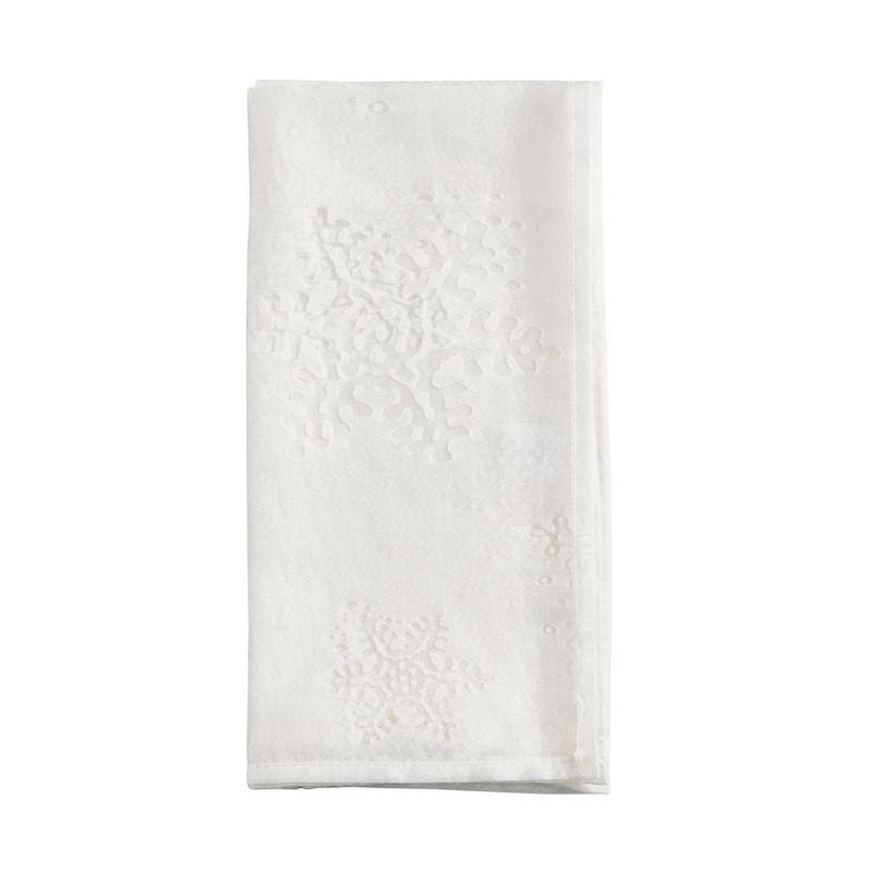 Saro Evening Snowflake Collection Polyester Embroidered Square Napkin (Set of 4)