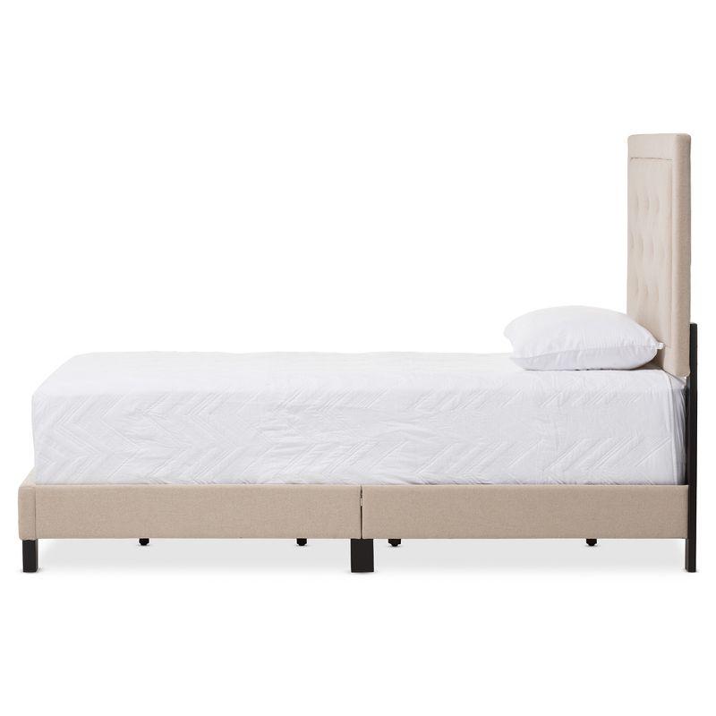 Twin Paris Modern And Contemporary Linen Upholstered Tufting Platform Bed Beige - Baxton Studio: Rubberwood, No Box Spring Needed