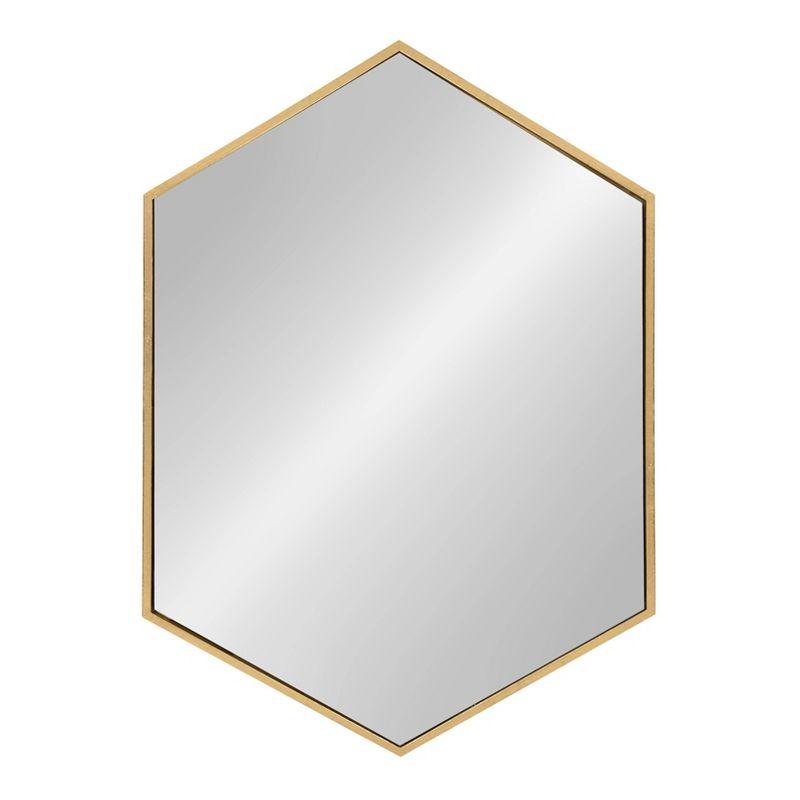 Antique Gold Hexagon 31" Metal Wall Mirror