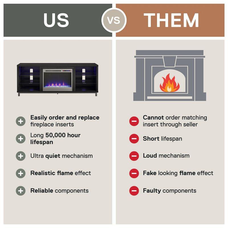 Ameriwood Home Lumina Fireplace Space Heater TV Stand for TVs up to 70", Black Oak