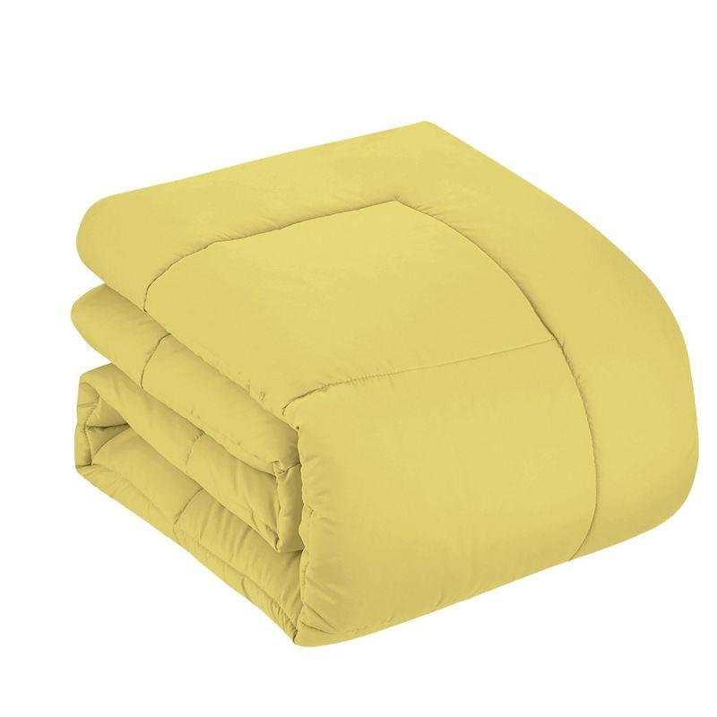 Bed-in-A-Bag Solid Color Comforter & Sheet Set Soft All Season Bedding, Twin XL, Yellow
